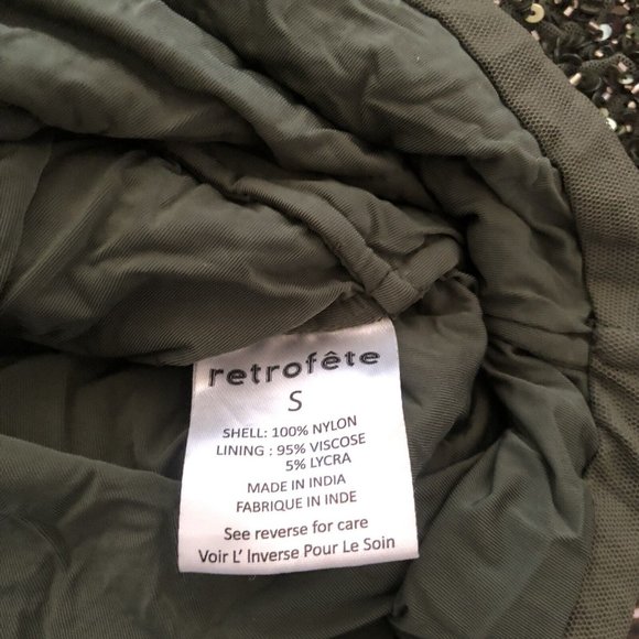 retrofete Yael Dres Olive Green Mini Sequin Deep V Party - Picture 11 of 11